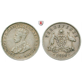 Australien, George V., 3 Pence 1914, ss+