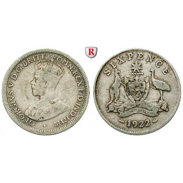 Australien, George V., 6 Pence 1922, ss