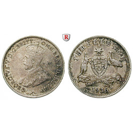 Australien, George V., 3 Pence 1936, ss-vz