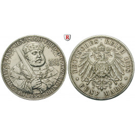 Deutsches Kaiserreich, Sachsen-Weimar-Eisenach, Wilhelm Ernst, 5 Mark 1908, Universität Jena, ss+/ss-vz, J. 161