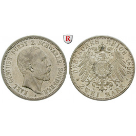 Deutsches Kaiserreich, Schwarzburg-Sondershausen, Karl Günther, 2 Mark 1896, A, ss-vz/vz, J. 168