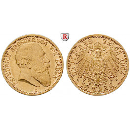 Deutsches Kaiserreich, Baden, Friedrich I., 10 Mark 1904, G, ss-vz, J. 190