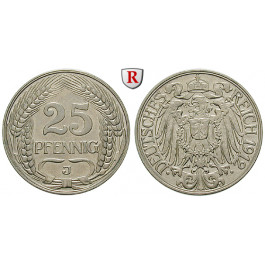 Deutsches Kaiserreich, 25 Pfennig 1912, J, vz+, J. 18