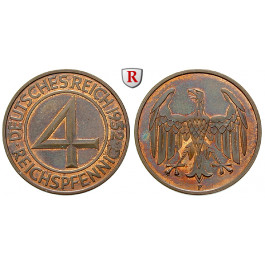 Weimarer Republik, 4 Reichspfennig 1932, F, f.st, J. 315