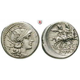 Römische Republik, C. Scribonius, Denar 154 v.Chr., vz