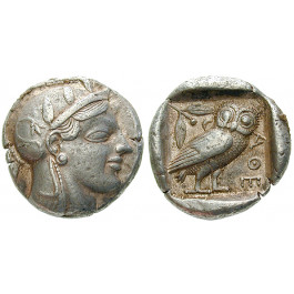 Attika, Athen, Tetradrachme 480-450 v.Chr., ss+/ss-vz