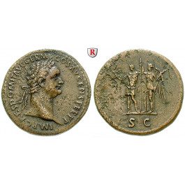 Römische Kaiserzeit, Domitianus, Sesterz 90-91, ss