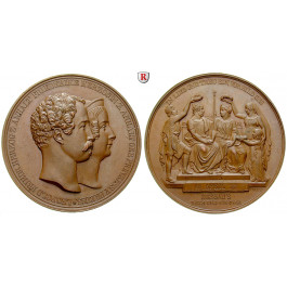 Anhalt, Anhalt-Dessau, Leopold Friedrich, Bronzemedaille 1843, f.prfr.