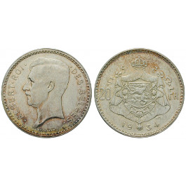 Belgien, Königreich, Albert I., 20 Francs 1934, vz