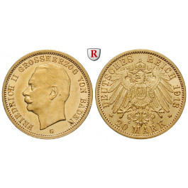 Deutsches Kaiserreich, Baden, Friedrich II., 20 Mark 1913, G, f.vz, J. 192