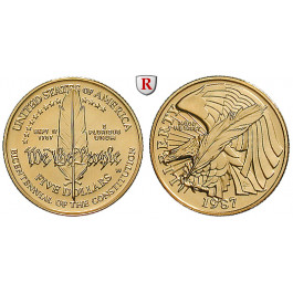 USA, 5 Dollars 1987, 7,52 g fein, st