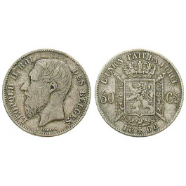Belgien, Königreich, Leopold II., 50 Centimes 1866, ss
