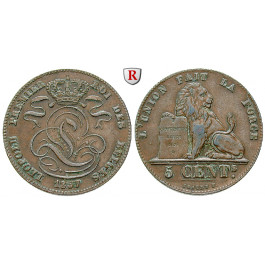 Belgien, Königreich, Leopold I., 5 Centimes 1857, ss+