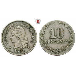 Argentinien, Republik, 10 Centavos 1896, ss