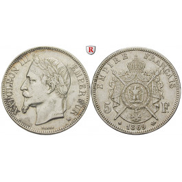 Frankreich, Napoleon III., 5 Francs 1868, ss