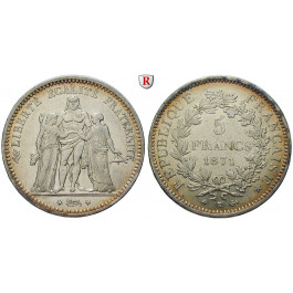 Frankreich, Regierung der Nationalen Verteidigung, 5 Francs 1871, ss+