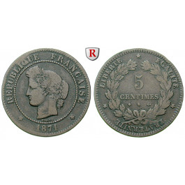 Frankreich, Regierung der Nationalen Verteidigung, 5 Centimes 1871, f.ss