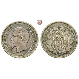 Frankreich, Napoleon III., 20 Centimes 1853, ss