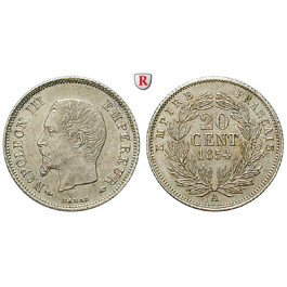 Frankreich, Napoleon III., 20 Centimes 1854, ss-vz/vz+