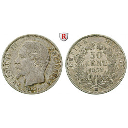 Frankreich, Napoleon III., 50 Centimes 1859, ss+