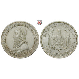 Weimarer Republik, 3 Reichsmark 1927, Uni Tübingen, F, f.st, J. 328