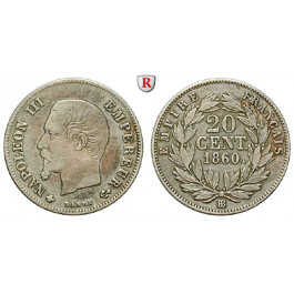 Frankreich, Napoleon III., 20 Centimes 1860, ss