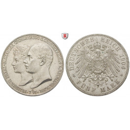 Deutsches Kaiserreich, Mecklenburg-Schwerin, Friedrich Franz IV., 5 Mark 1904, Hochzeit, A, f.vz/vz-st, J. 87