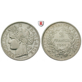 Frankreich, II. Republik, 2 Francs 1849, ss+