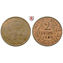 Frankreich, III. Republik, 2 Centimes 1920, vz-st