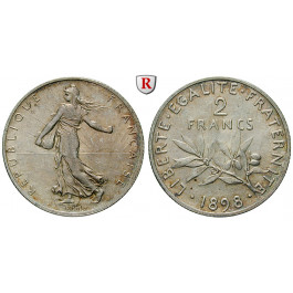 Frankreich, III. Republik, 2 Francs 1898, vz