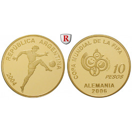 Argentinien, Republik, 10 Pesos 2004, 6,74 g fein, PP