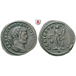 Römische Kaiserzeit, Constantius I., Caesar, Follis 296-297, ss+
