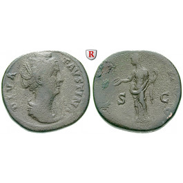 Römische Kaiserzeit, Faustina I., Frau des Antoninus Pius, Sesterz nach 141, f.ss/ss