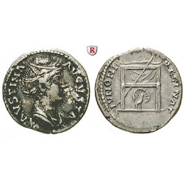 Römische Kaiserzeit, Faustina I., Frau des Antoninus Pius, Denar nach 141 n.Chr., ss+