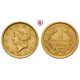 USA, Dollar 1851, 1,5 g fein, ss+
