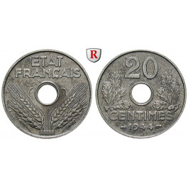 Frankreich, Vichy - Regierung, 20 Centimes 1944, vz