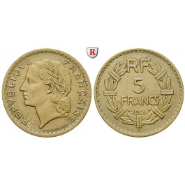 Frankreich, Provisorische Regierung, 5 Francs 1946, ss+