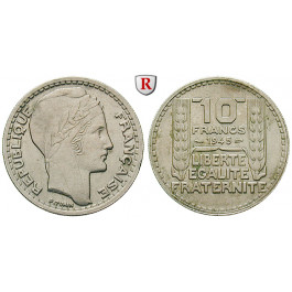 Frankreich, Provisorische Regierung, 10 Francs 1945, ss-vz