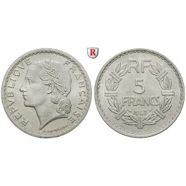 Frankreich, IV. Republik, 5 Francs 1947, vz-st