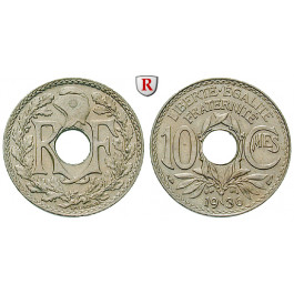 Frankreich, III. Republik, 10 Centimes 1936, f.st