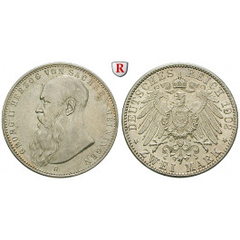 Deutsches Kaiserreich, Sachsen-Meiningen, Georg II., 2 Mark 1902, auf den Tod, D, ss-vz/st, J. 154