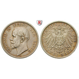 Deutsches Kaiserreich, Lippe, Leopold IV., 2 Mark 1906, A, ss-vz, J. 78