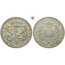 Deutsches Kaiserreich, Bremen, 5 Mark 1906, J, st, J. 60