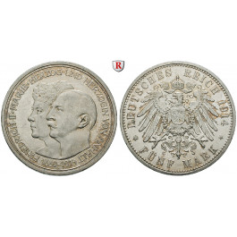 Deutsches Kaiserreich, Anhalt, Friedrich II., 5 Mark 1914, Silberhochzeit, A, vz/vz-st, J. 25