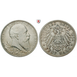 Deutsches Kaiserreich, Baden, Friedrich I., 5 Mark 1902, Regierungsjubiläum, G, vz-st/st, J. 31