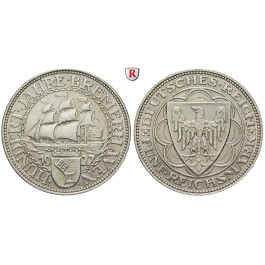 Weimarer Republik, 5 Reichsmark 1927, Bremerhaven, A, f.vz, J. 326