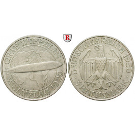 Weimarer Republik, 5 Reichsmark 1930, Zeppelin, A, f.vz, J. 343