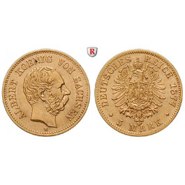 Deutsches Kaiserreich, Sachsen, Albert, 5 Mark 1877, E, ss-vz, J. 260