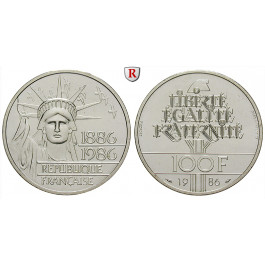 Frankreich, V. Republik, 100 Francs 1986, 27,0 g fein, vz-st