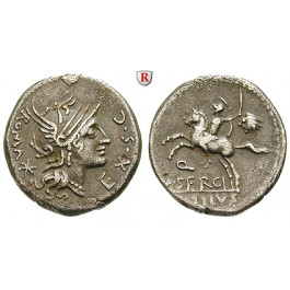 Römische Republik, M. Sergius Silus, Denar 116-115 v.Chr., ss+